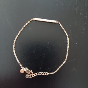 925 Stamped In Gold Tone With Cubic Zirconias Bar Dainty Bracelet Coquette